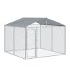 PawHut Large Outdoor Dog Kennel, 98x98x77, Metal Playpen with Lock, Mesh Sidewalls, Weatherproof Cover, Black
