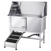 50 Inch Dog Grooming Bath Tub Stainless Steel w Ramp Water Filter Left