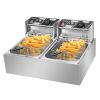 (Replace the old encoding 99495447)EH82 5000W MAX 110V 12.7QT/12L Stainless Steel Double Cylinder Electric Fryer US Plug