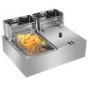 (Replace the old encoding 99495447)EH82 5000W MAX 110V 12.7QT/12L Stainless Steel Double Cylinder Electric Fryer US Plug
