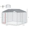 PawHut Large Outdoor Dog Kennel, 98x98x77, Metal Playpen with Lock, Mesh Sidewalls, Weatherproof Cover, Black