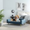 PawHut Modern Pet Bed, Cat Dog Sofa, Velvety Dog Couch for Small to Medium Dogs, Dark Blue