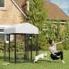 PawHut Welded Wire Outdoor Dog Kennel with 360Â° Rotating & 4 Levels Adjustable Bowls, Waterproof Cover, 3.9' x 3.9' x 6